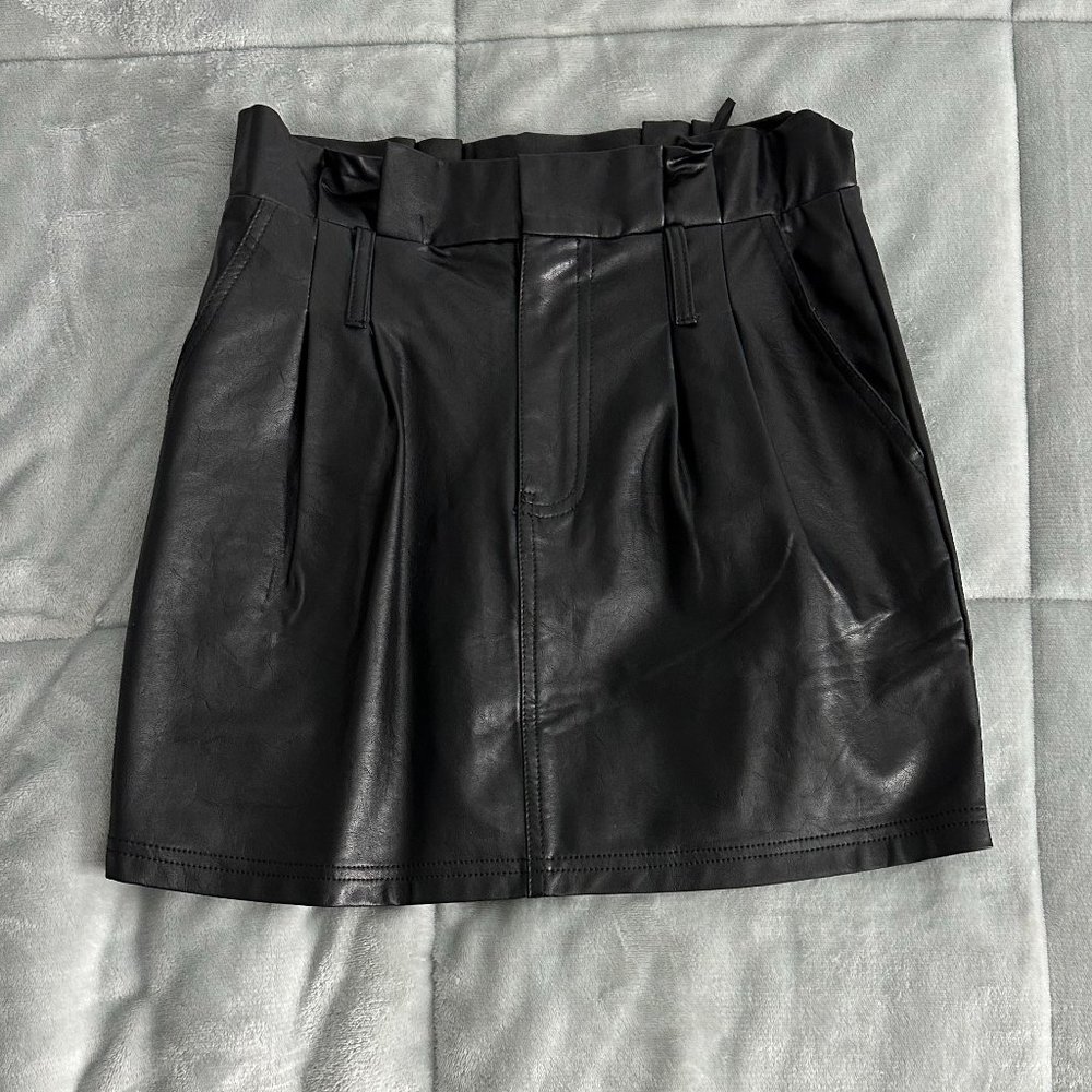 Robertson + Rodeo black leather skirt